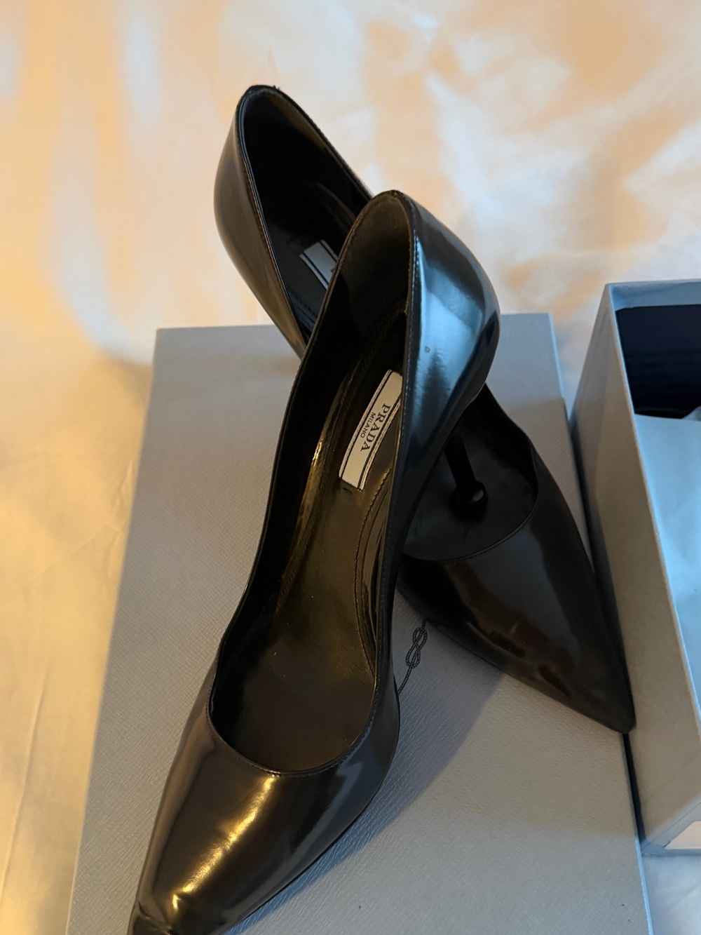 Prada Black Patent Leather Pointed-Toe Pumps - Picture 3 of 9
